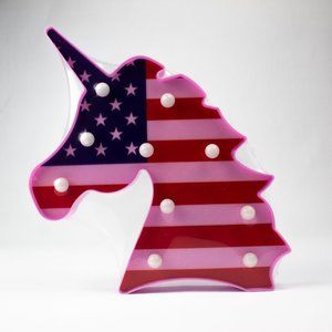 Flag Print Unicorn Kid's Night Light